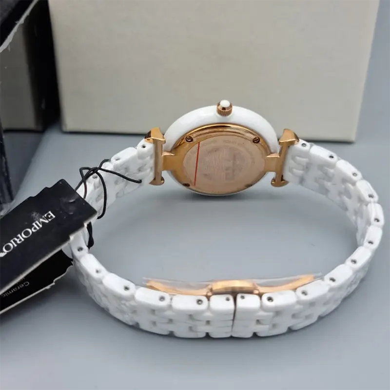 Emporio Armani Ceramica White Dial Ladies Watch- AR1486